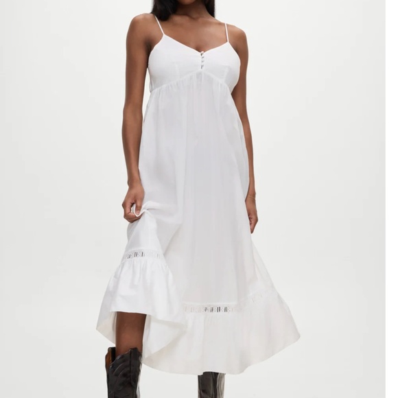 NWT Frankie's Bikinis Djerf Avenue Airy Poplin Buttoned Top DRESS White LG Large - Picture 7 of 8